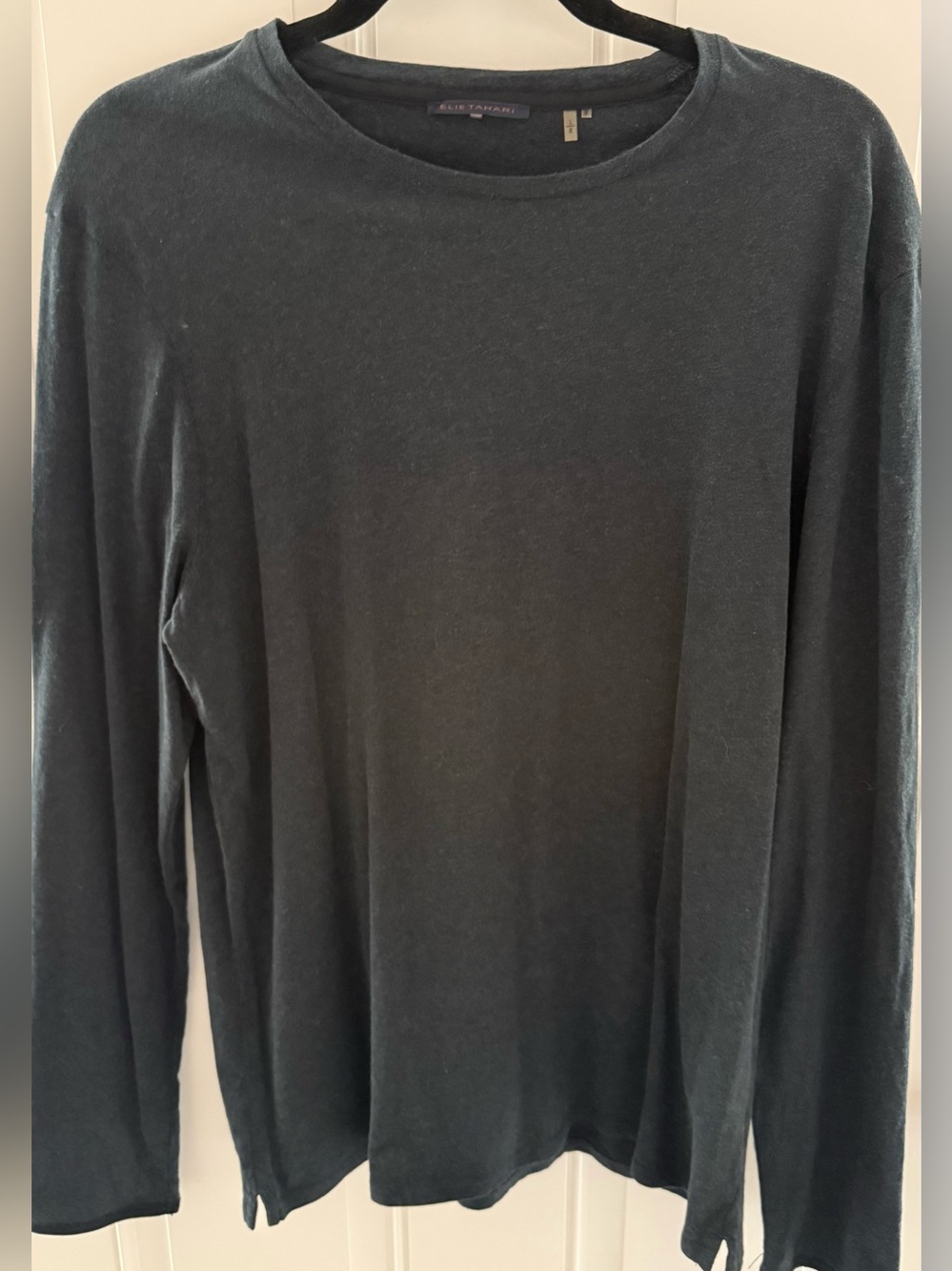 Elite Tahari Charcoal Gray Grey Crewneck Long Sleeve Shirt